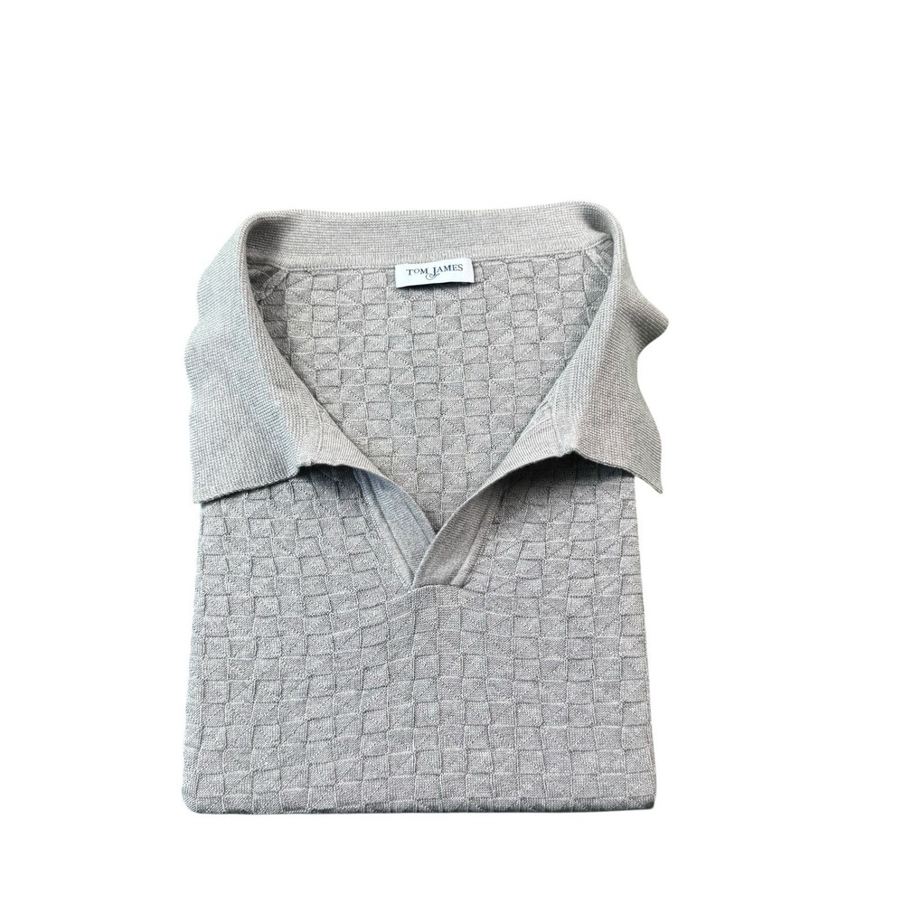 Tom James Gray Knit Buttonless Silk Cashmere Jumper Polo Size 2XL